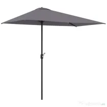 Outsunny - Umbrelă de perete în formă de semilună, economisitoare de spațiu, cu deschidere prin manivelă, gri