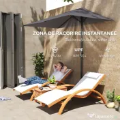 Outsunny - Umbrelă de perete în formă de semilună, economisitoare de spațiu, cu deschidere prin manivelă, gri 
