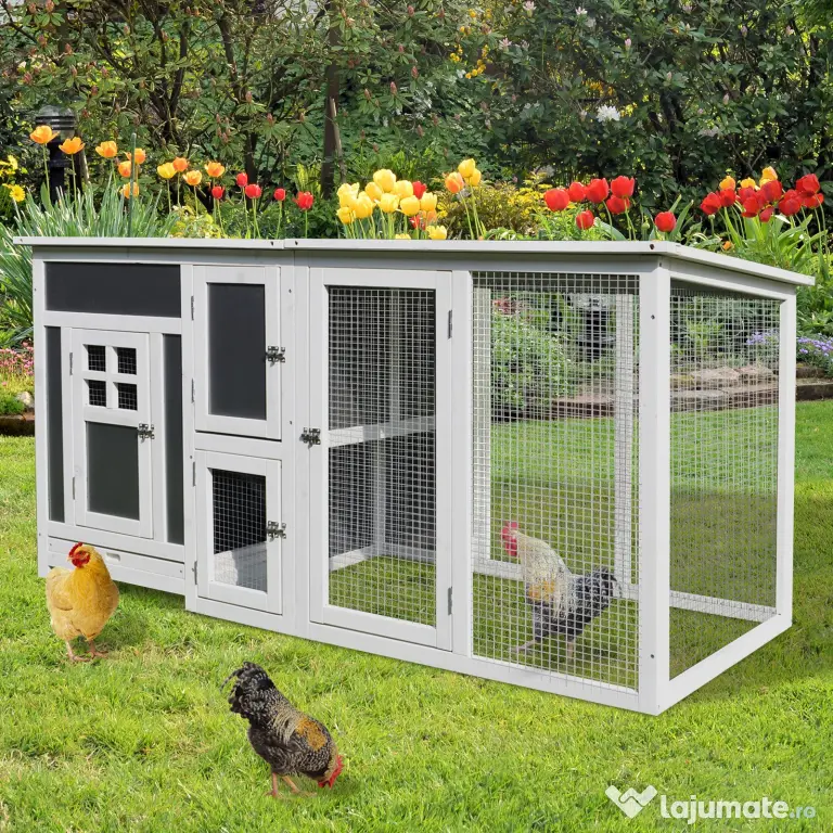 PawHut cotet de exterior, acoperis impermeabil 160x75x80cm