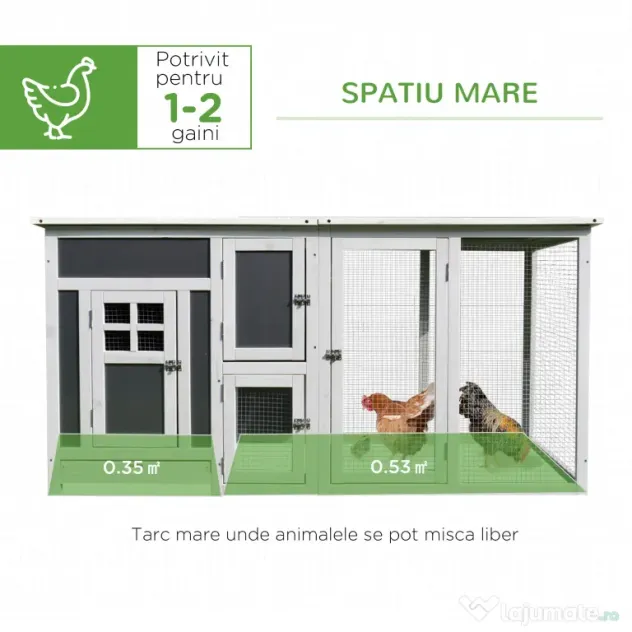 PawHut cotet de exterior, acoperis impermeabil 160x75x80cm