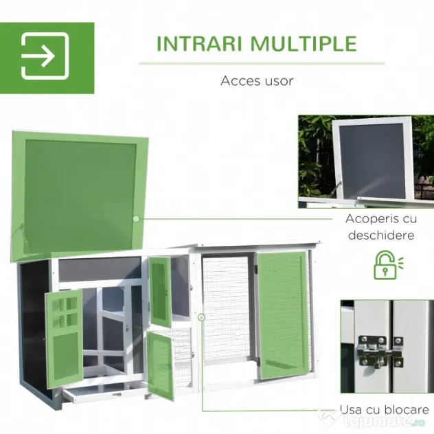 PawHut cotet de exterior, acoperis impermeabil 160x75x80cm