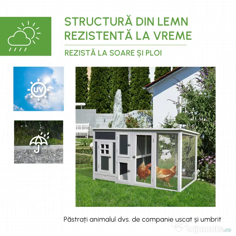 PawHut cotet de exterior, acoperis impermeabil 160x75x80cm