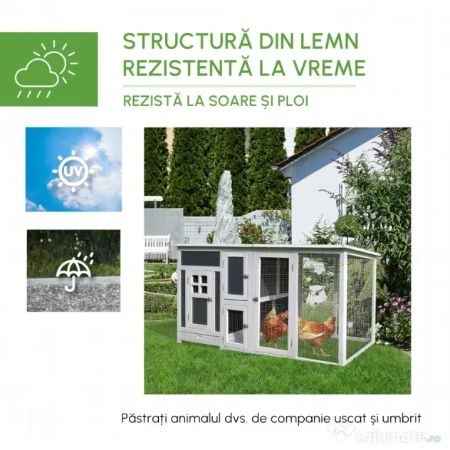 PawHut cotet de exterior, acoperis impermeabil 160x75x80cm