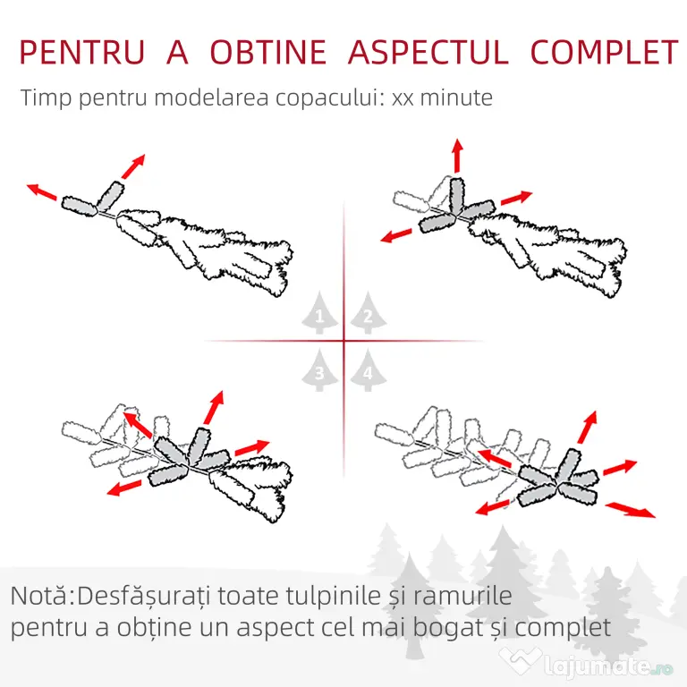 HOMCOM Brad de Crăciun înzăpezit din PP Verde cu 492 de crenguțe ignifuge și bază din oțel inoxidabil, Ø60x180 cm