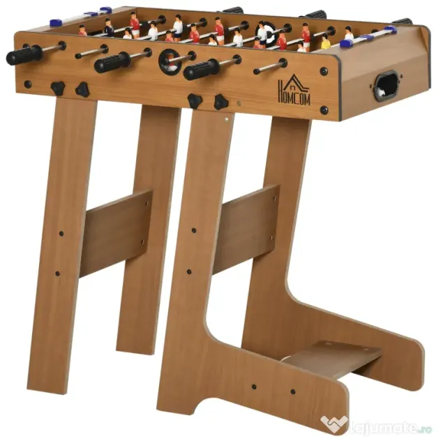 HOMCOM Fotbal- Biliard pliabil compact din lemn cu 18 jucatori, 69x37x70cm
