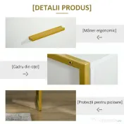 HOMCOM Set 2 noptiere moderne cu sertar și raft deschis din MDF și oțel, 45x40x60cm, alb și auriu 