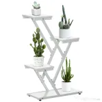 Outsunny Suport Ghivece Colt – Raft 4 Niveluri pentru Plante, Interior/Exterior