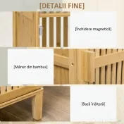 HOMCOM Dulap de Baie Subțire din Bambus, Dulăpior Economisire Spațiu cu 4 Rafturi și Ușă cu Lamele, Natural 
