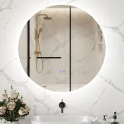 kleankin Oglindă de Baie cu Lumini LED Reglabile, Comutatoare Touch și Design Anti-aburire, Ø60 cm 