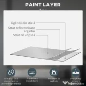 kleankin Oglindă de Baie cu Lumini LED Reglabile, Comutatoare Touch și Design Anti-aburire, Ø60 cm 