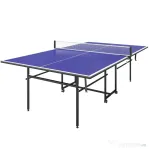SPORTNOW Masă de Tenis de Masă Pliabilă pentru Interior cu Roți Pivotante, Plasă, Palete și Mingi, Albastră