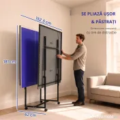 SPORTNOW Masă de Tenis de Masă Pliabilă pentru Interior cu Roți Pivotante, Plasă, Palete și Mingi, Albastră 