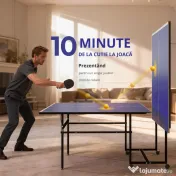 SPORTNOW Masă de Tenis de Masă Pliabilă pentru Interior cu Roți Pivotante, Plasă, Palete și Mingi, Albastră 