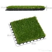 Outsunny Dale pentru Gradina cu Iarba Sintetica 30x30cm 10 Bucati, Gazon Artificial Realist, Verde 