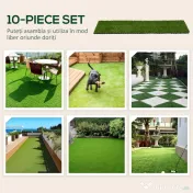Outsunny Dale pentru Gradina cu Iarba Sintetica 30x30cm 10 Bucati, Gazon Artificial Realist, Verde 