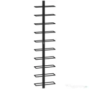 HOMCOM Suport de sticle de perete cu 10 rafturi din oțel, negru, pentru 10 sticle, 27x10x116 cm 