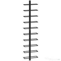 HOMCOM Suport de sticle de perete cu 10 rafturi din oțel, negru, pentru 10 sticle, 27x10x116 cm
