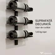 HOMCOM Suport de sticle de perete cu 10 rafturi din oțel, negru, pentru 10 sticle, 27x10x116 cm 