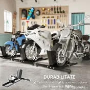 HOMCOM Suport Blocator Roată Moto cu Suport Reglabil, Capacitate de 816,5 kg,  Ø34-84 cm, Negru 