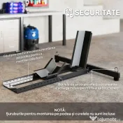 HOMCOM Suport Blocator Roată Moto cu Suport Reglabil, Capacitate de 816,5 kg,  Ø34-84 cm, Negru 