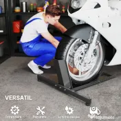 HOMCOM Suport Blocator Roată Moto cu Suport Reglabil, Capacitate de 816,5 kg,  Ø34-84 cm, Negru 