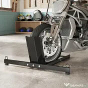 HOMCOM Suport Blocator Roată Moto cu Suport Reglabil, Capacitate de 816,5 kg,  Ø34-84 cm, Negru 