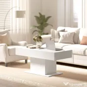 HOMCOM Măsuță de Cafea Extensibilă cu Compartiment Ascuns Modern, 108-178.5x53x49 cm, Alb Lucios
