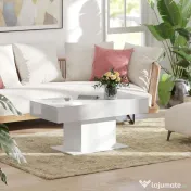 HOMCOM Măsuță de Cafea Extensibilă cu Compartiment Ascuns Modern, 108-178.5x53x49 cm, Alb Lucios