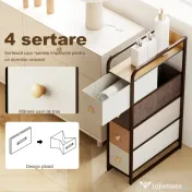 HOMCOM Comodă Slim Salvaspatiu cu 4 Sertare Pliabile din Material Textil, Oțel și Lemn, 20x47x84.5 cm, Multicolor 