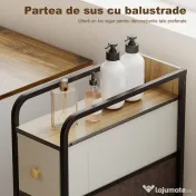 HOMCOM Comodă Slim Salvaspatiu cu 4 Sertare Pliabile din Material Textil, Oțel și Lemn, 20x47x84.5 cm, Multicolor 