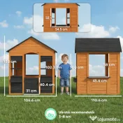 AIYAPLAY Căsuță din Lemn Copii cu Jardiniere, pentru Joacă Exterior/Interior, Vârsta 3-8, Maro 
