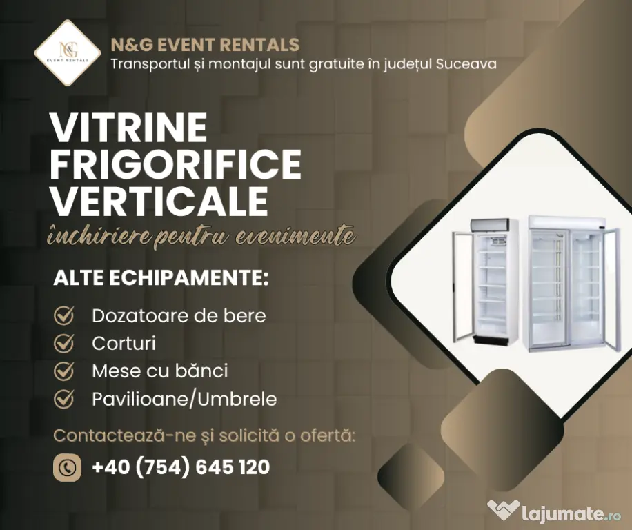 Închiriere vitrine frigorifice verticale
