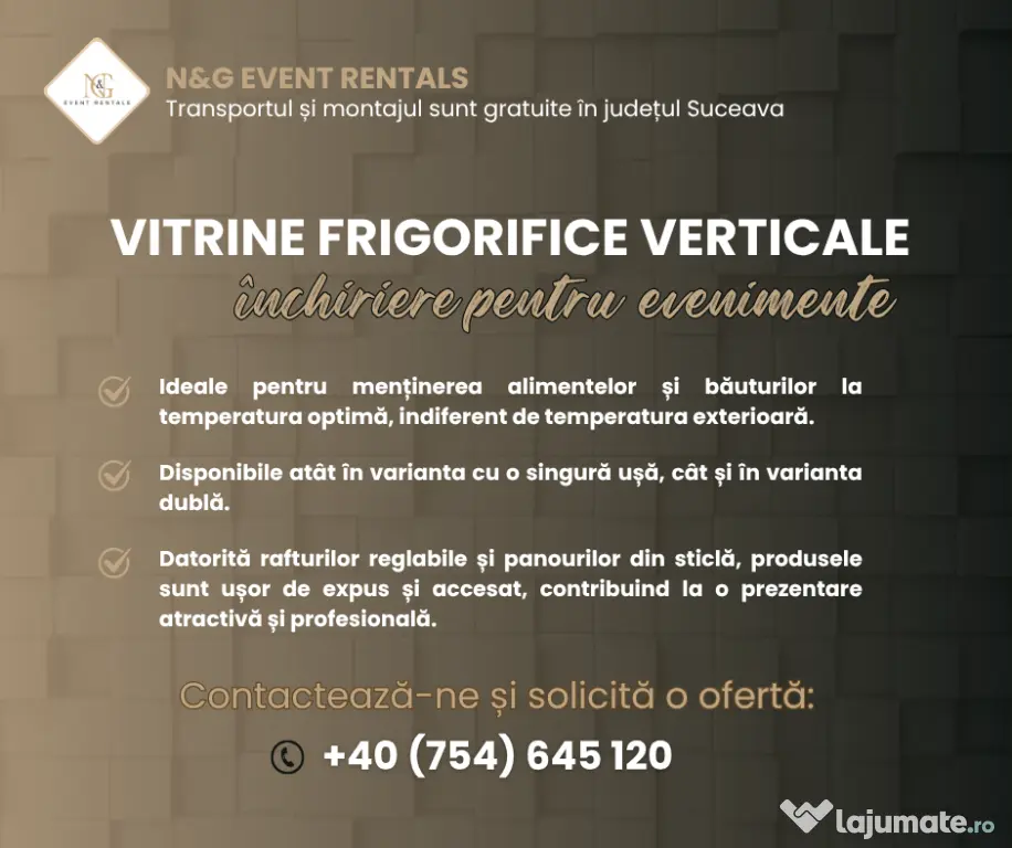 Închiriere vitrine frigorifice verticale