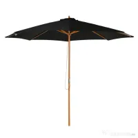 Outsunny Umbrelă de Grădină 3 m cu Stâlp din Lemn, 8 Spițe și Acoperire din Poliester, Neagră