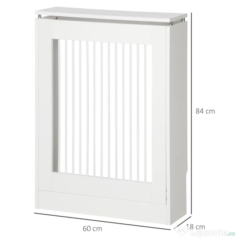 HOMCOM Capac pentru radiator modern din MDF si otel, 60x18x84cm, alb