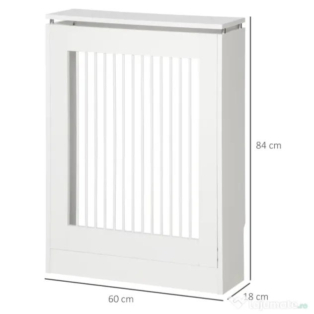 HOMCOM Capac pentru radiator modern din MDF si otel, 60x18x84cm, alb