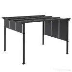 Outsunny Pergolă Gazebo 3x3,5 m cu 3 Acoperișuri Reglabile din Oțel și Poliester Anti-UV, Gri