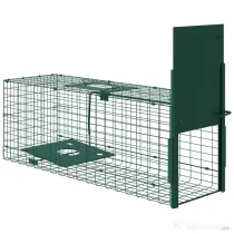 Outsunny Cușcă Capcană pentru Animale Mici cu O Ușă și Mâner, 80x25x30 cm, Verde Închis