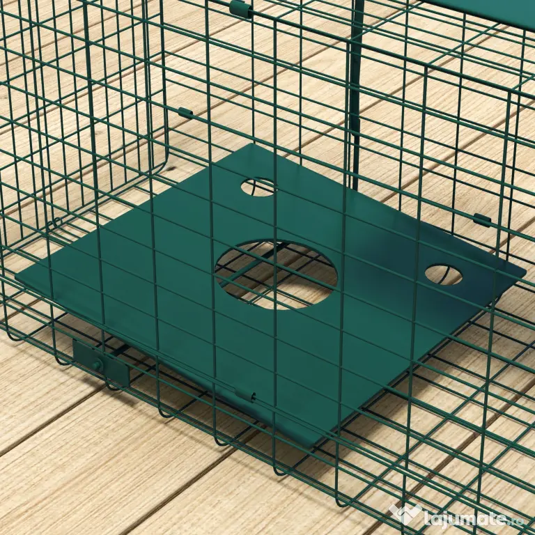 Outsunny Cușcă Capcană pentru Animale Mici cu O Ușă și Mâner, 80x25x30 cm, Verde Închis