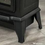 Șemineu Electric Portabil HOMCOM 1000W/2000W cu Efect de Flacără, din ABS și Sticlă Temperată, 36,5x24x45,5 cm, Negru 
