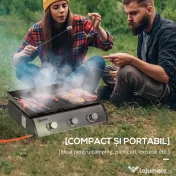 Outsunny Placă de grătar pe gaz antiaderent de masă cu 3 arzătoare de 3kW, 62x46x21cm, negru 