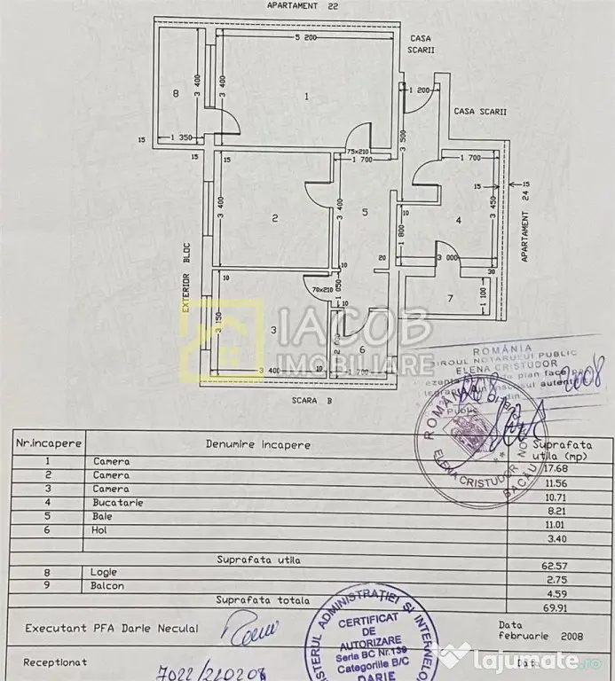 Apartament cu 3 camere decomandate, strada Alecu Russo Bacau