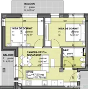 Apartament 3 camere semidecomandat 47.5 mp, Finisat, Estimo 