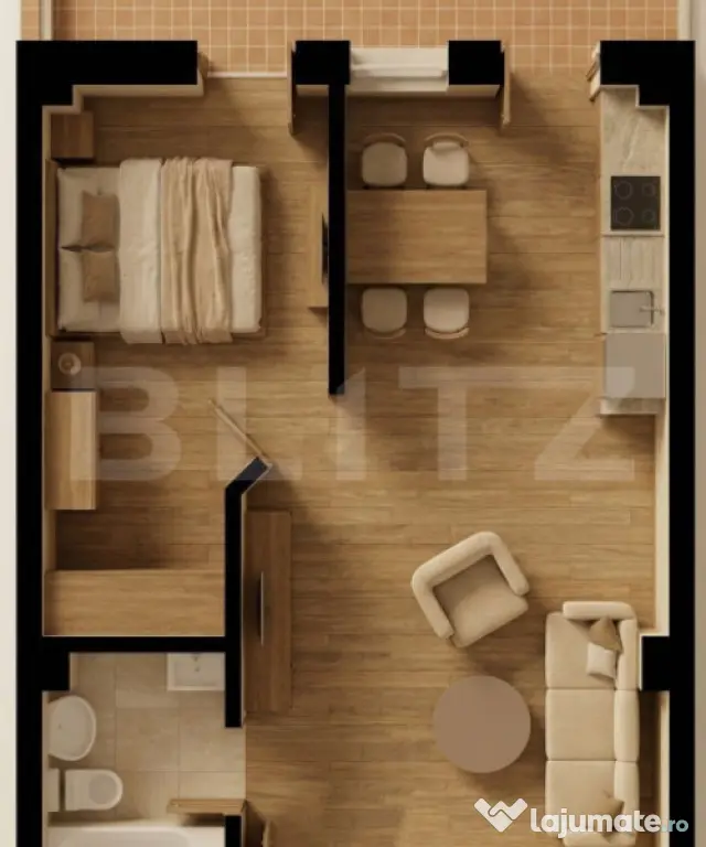 Ap. 2 Camere 43 mp + Balcon Generos 8.3 mp | Încălzire Par