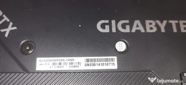 Placă Video GIGABYTE GeForce RTX 3060 WINDFORCE OC, 12GB GDDR6, 192-bit