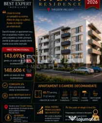 3 Camere | Bloc Boutique | Theodor Pallady| Bonus Parcare |