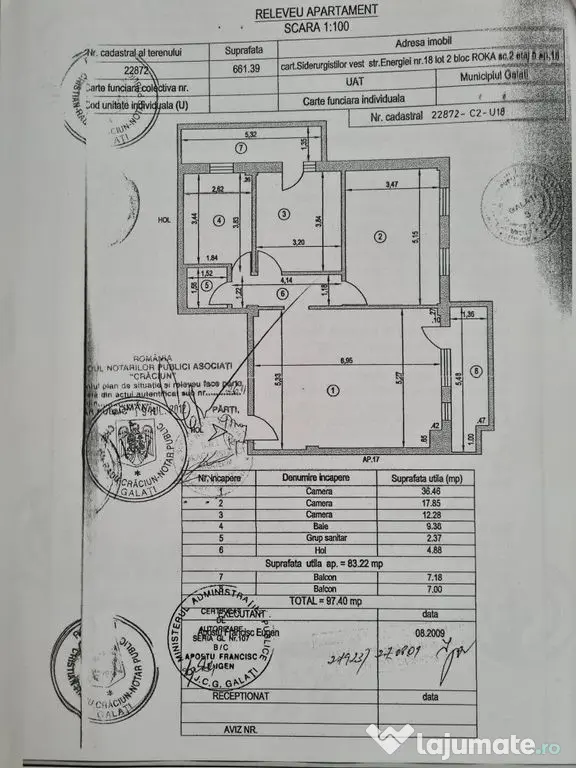 De vanzare apartament cu 3 camere, General, etaj 5/5 cu l...