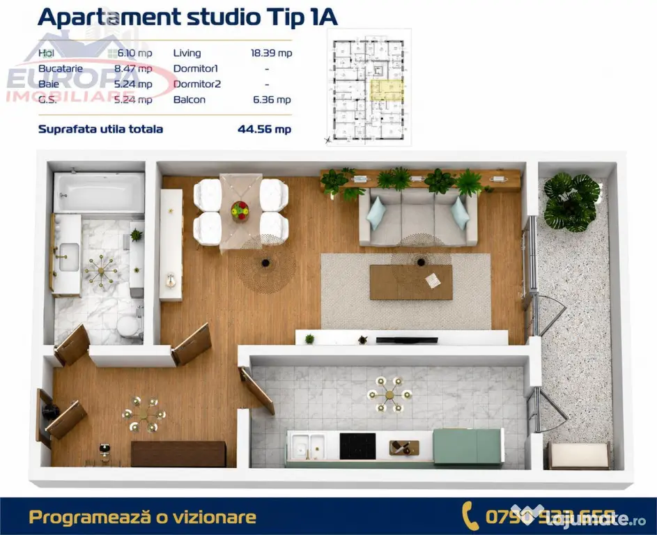 Garsoniera zona C5 in BLOC NOU