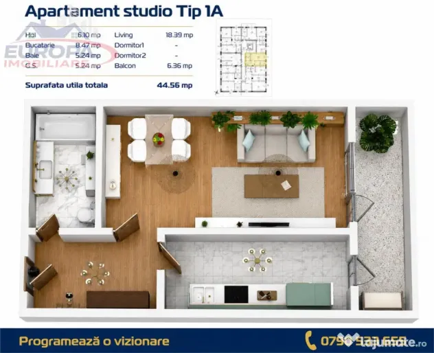 Garsoniera zona C5 in BLOC NOU