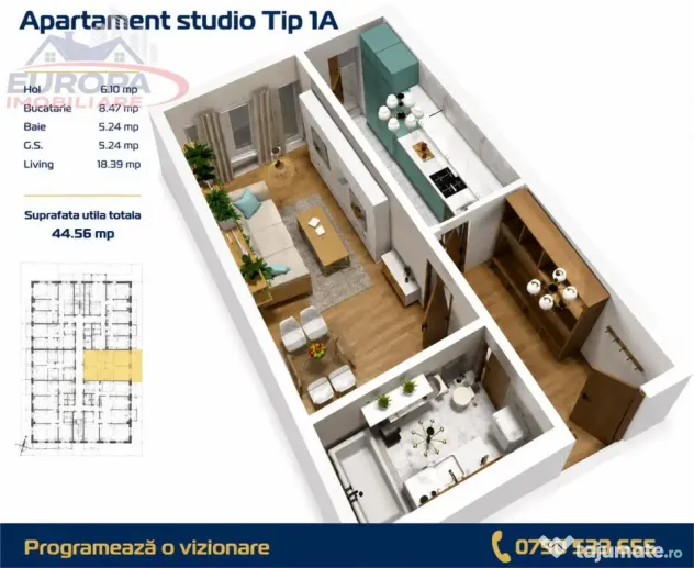 Garsoniera zona C5 in BLOC NOU